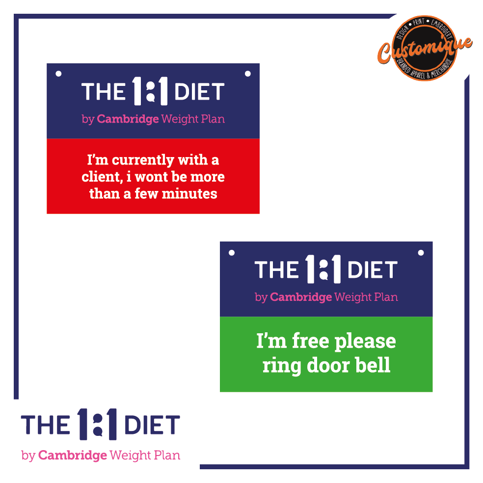 The 1:1 Diet - Hanging Door Sign