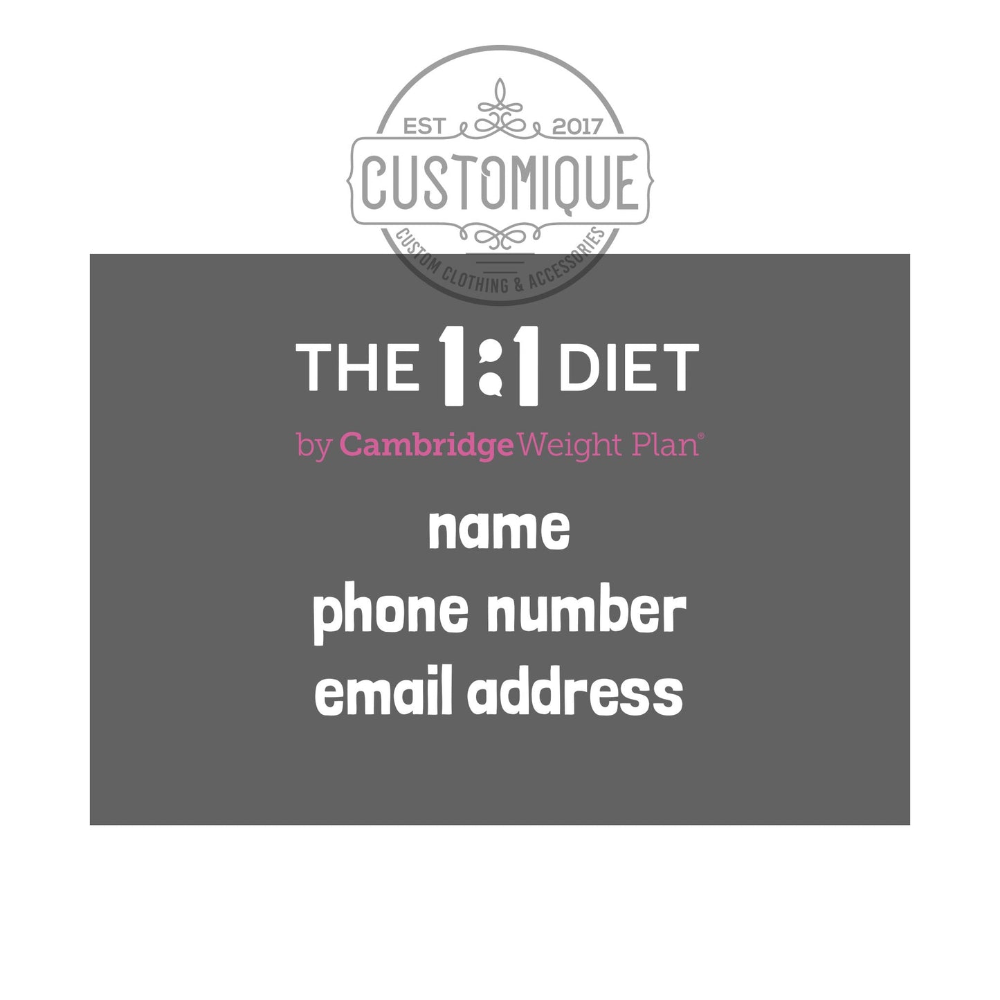 NEW PRODUCT The 1:1 Diet - Rear Car Windscreen Cling